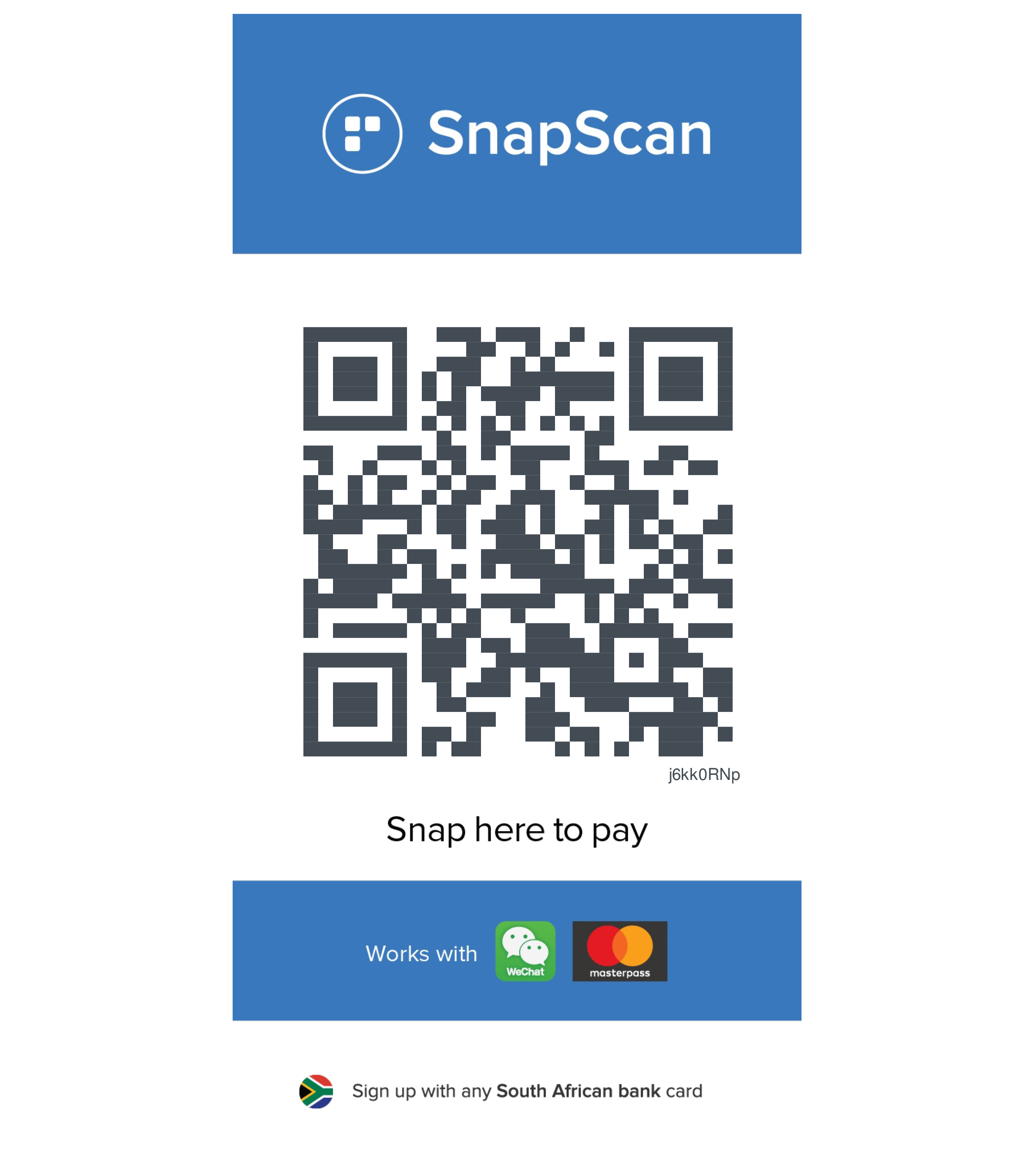 SnapScan QR code for Abraham Kriel Bambanani donation